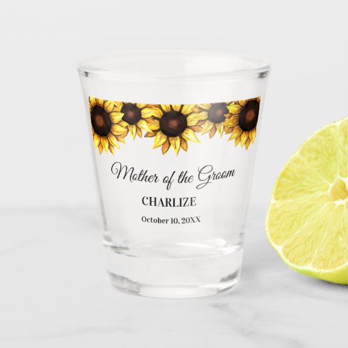 Sunflower Mother of The Groom Wedding  Shot Glass
