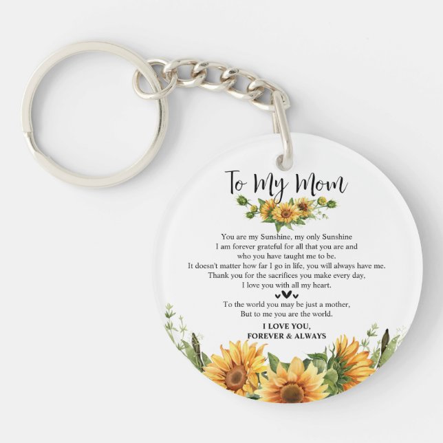 Sunflower Mothers Day Gifts from Daughter Son Keychain (Front)