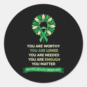 Sunflower motivational mental health awareness men classic round sticker