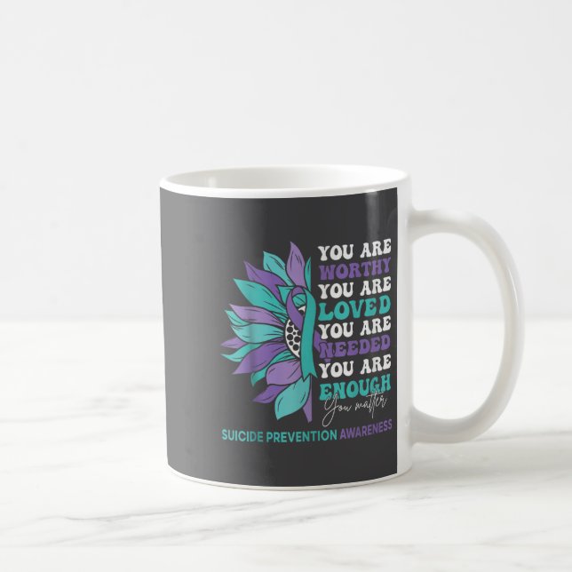 Sunflower Motivational Suprt Suicide Prevention Aw Coffee Mug (Right)
