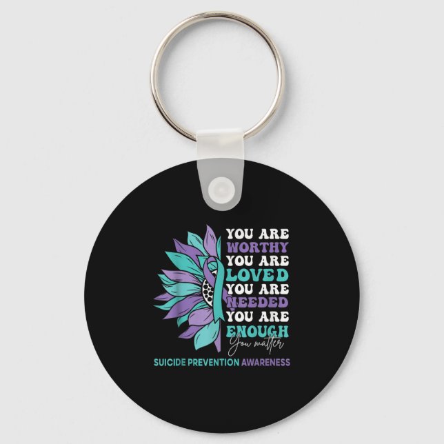 Sunflower Motivational Suprt Suicide Prevention Aw Keychain (Front)
