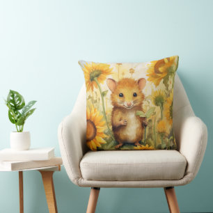 Sunflower Mouse Garden Miceville 17 of 17  Throw Pillow