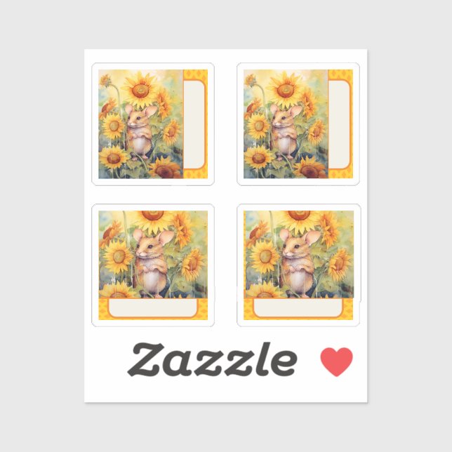 Sunflower mouse sticker (Sheet)
