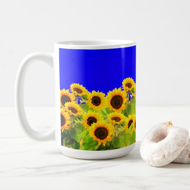 Sunflower Mug Ukraine Flag Colors (With Donut)