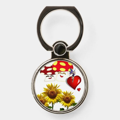 Sunflower Mushroom Red Hearts Fairy Ring Holder