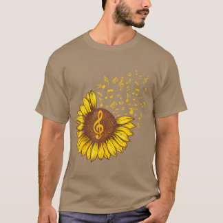 Sunflower Music Note Music Lovers retro T-Shirt