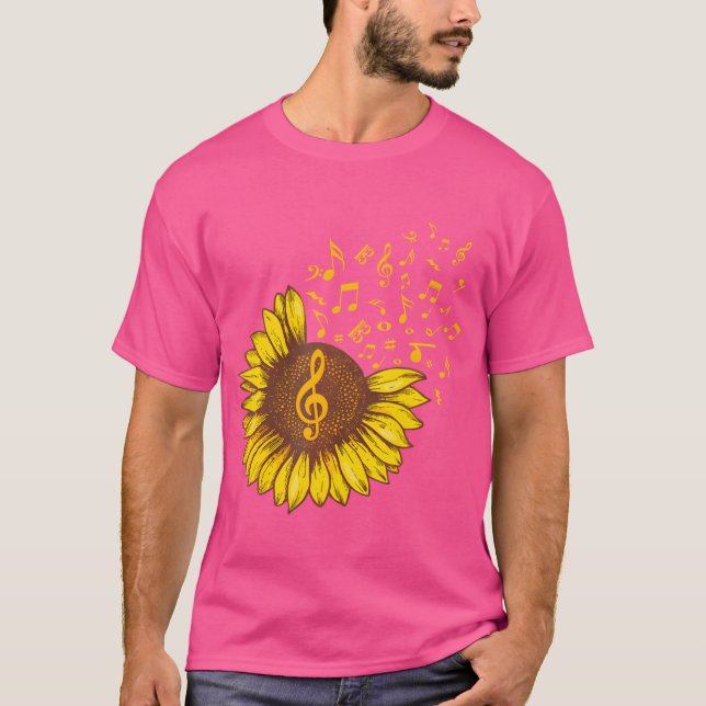 Sunflower Music Note Music Lovers retro T-Shirt (Front)