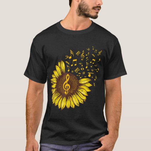 Sunflower Music Note Music Lovers T_Shirt