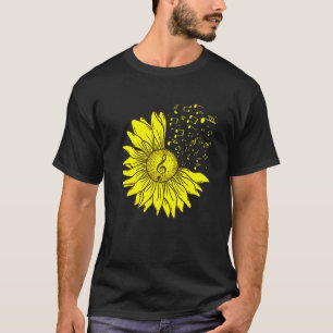 Sunflower Musical Instrument Music Notes Flower  M T-Shirt