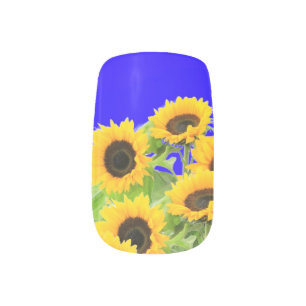 Sunflower Nail Art Ukraine Flag Colors Yellow Blue