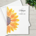 Sunflower Name Monogram 2024  Planner<br><div class="desc">This floral planner is decorated with a yellow watercolor sunflower.
Easily customizable with your monogram,  name,  and year. 
Original Watercolor © Michele Davies.</div>