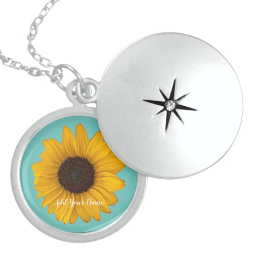 Sunflower Nature Lover Personalized Name and Photo Locket Necklace