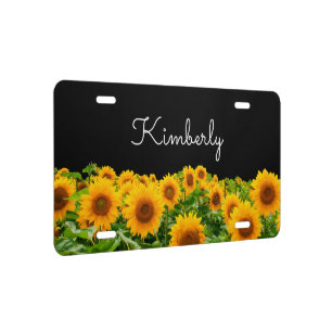 Sunflower Nature Monogram Design License Plate