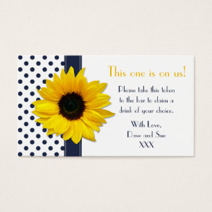 Sunflower Navy Blue Polka Dot Drink Ticket Tokens