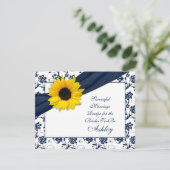 Sunflower Navy Damask Successful Marriage Recipe Advice Card (Standing Front)