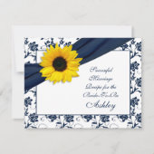 Sunflower Navy Damask Successful Marriage Recipe Advice Card (Front)