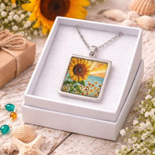 Sunflower Necklace Coastal Sunset Floral Nature