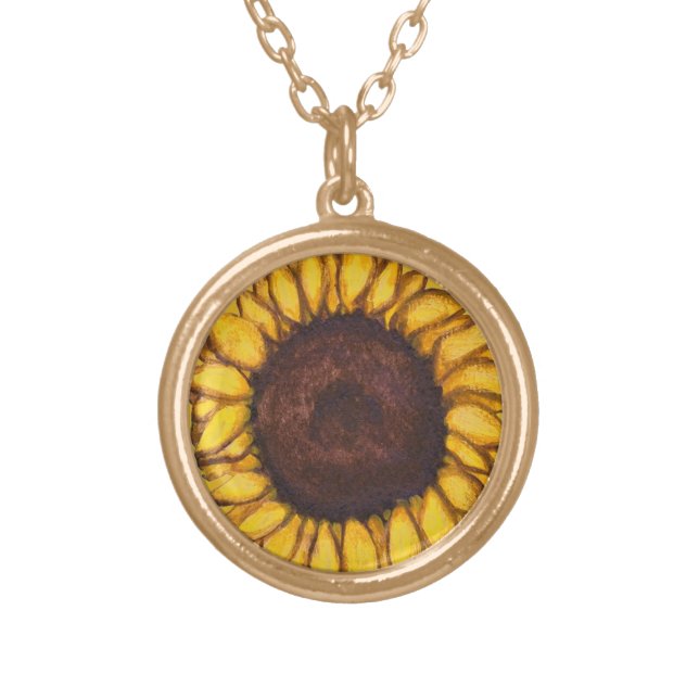 Sunflower Necklace Flower Art Gifts Flower Jewelry (Front)