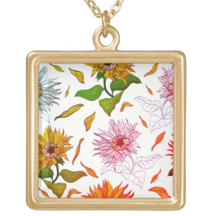 Sunflower Necklace Gold Plate