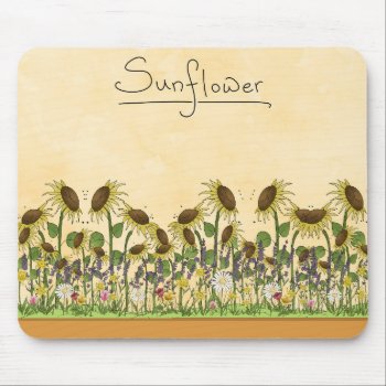 Sunflower Neutral Earth Tone Garden Yellow Country Mouse Pad by SterlingMoon at Zazzle