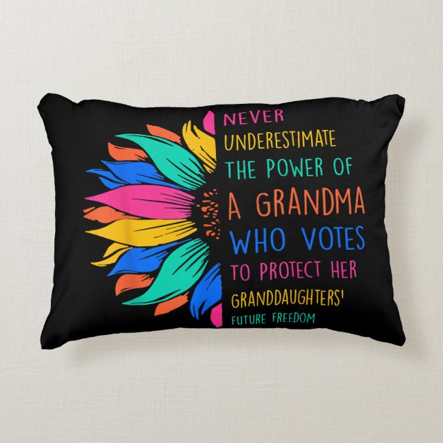 Sunflower Never Underestimate The Power Of Grandma Accent Pillow (Front)