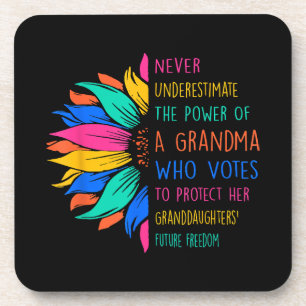 Sunflower Never Underestimate The Power Of Grandma Beverage Coaster