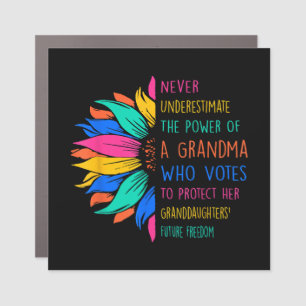 Sunflower Never Underestimate The Power Of Grandma Car Magnet