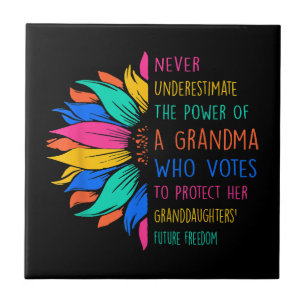 Sunflower Never Underestimate The Power Of Grandma Ceramic Tile