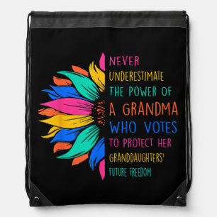 Sunflower Never Underestimate The Power Of Grandma Drawstring Bag