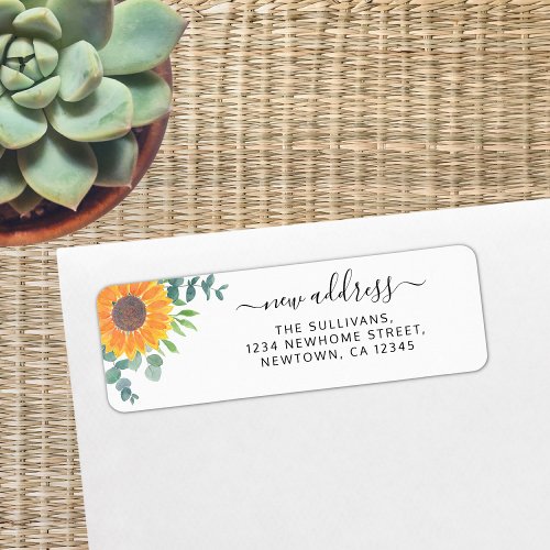 Sunflower New Address Return Address Label