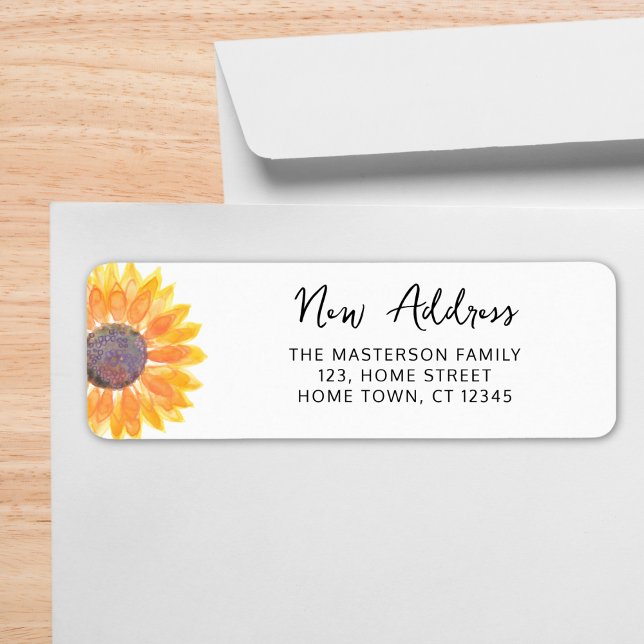Sunflower New Address Return Address Label (Creator Uploaded)