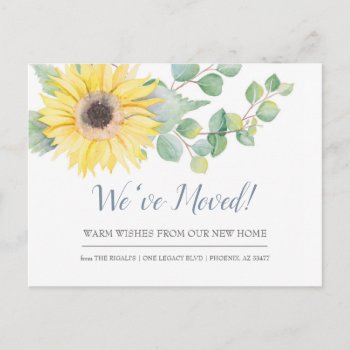 Sunflower New Home Sweet Home Moving Announcemet Postcard by VGInvites at Zazzle