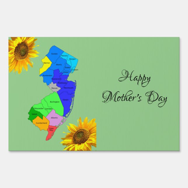Sunflower New Jersey Happy Mother's Day Yard Sign (Front)