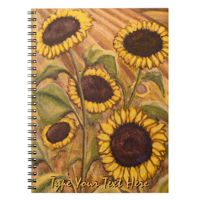 Sunflower Notebook Custom Flower Journal Notebook (Front)