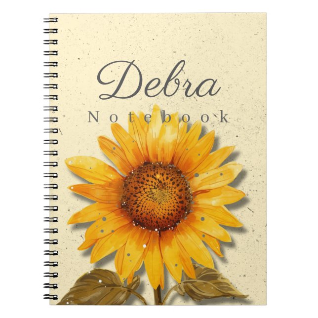Sunflower Notebook Name | Yellow Floral Journal (Front)
