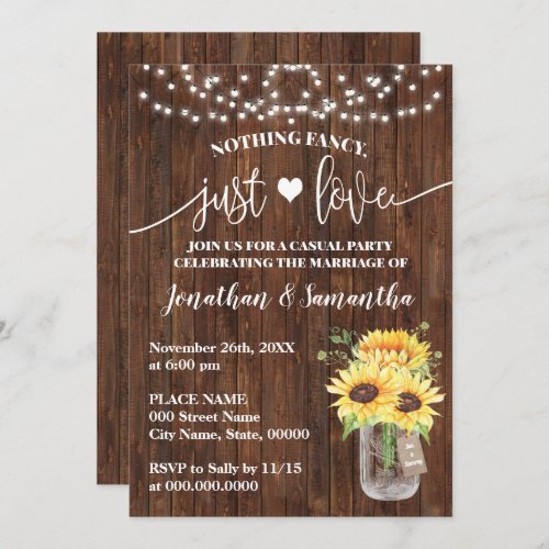 Sunflower Nothing Fancy Just Love Elopement Invite