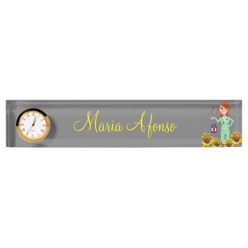 Sunflower Nurse Desk Nameplate