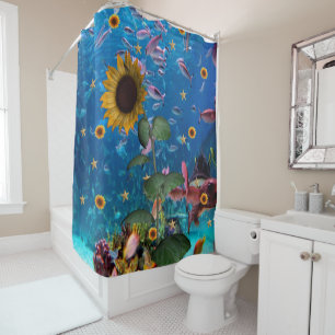 Sunflower Ocean Fish Shower Curtain