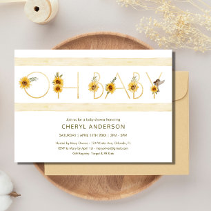 Sunflower Oh Baby Baby Shower Party Invitation
