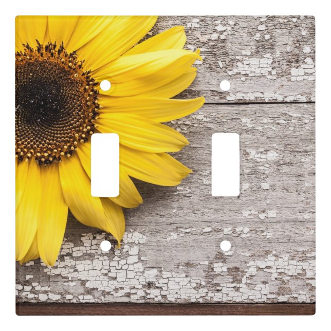 Sunflower on a Wooden Table Light Switch Cover (Front)