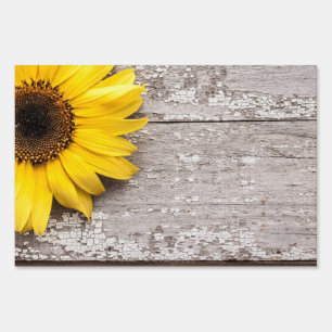 Sunflower on a Wooden Table Yard Sign