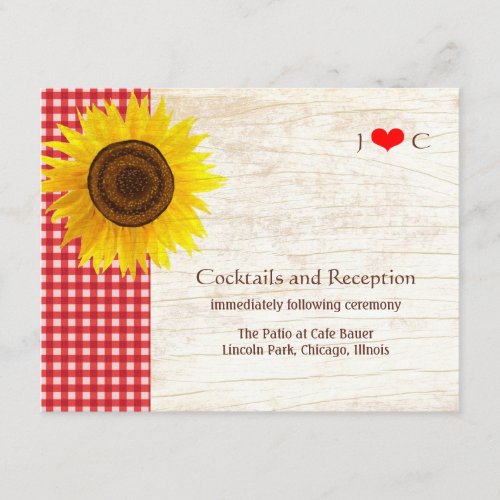 Rustic Mason Jar &amp; Sunflowers Wedding Reception Invite