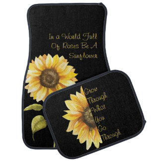 Sunflower on Black Design Car Floor Mat