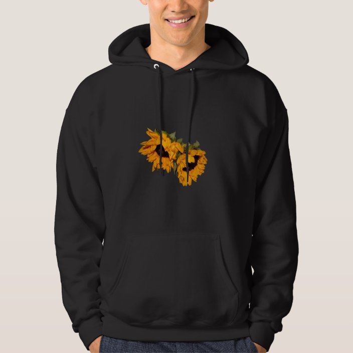 black hoodie with sunflower