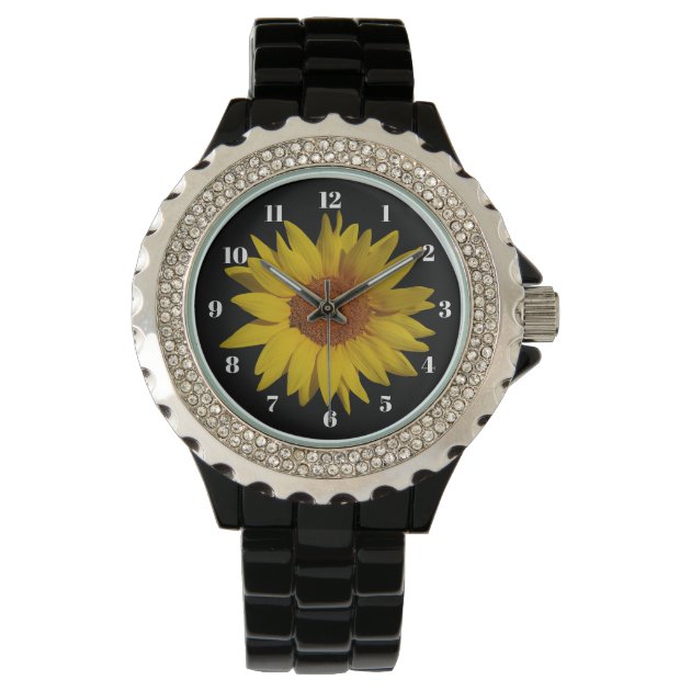 Amazon.com: Whimsical Gifts Women's Sunflower 3D Watch | Gold Finish Large  | Unique Fun Novelty | Black Leather Watch Band : Clothing, Shoes & Jewelry