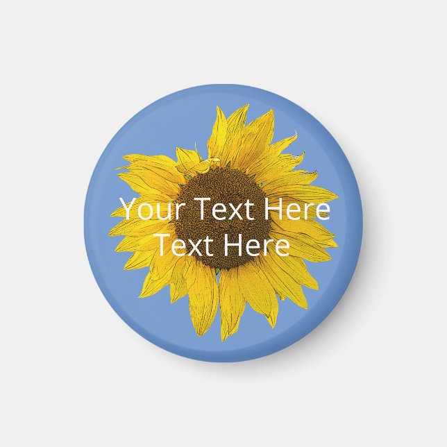 Sunflower on Blue Background Custom  Magnet (Front)