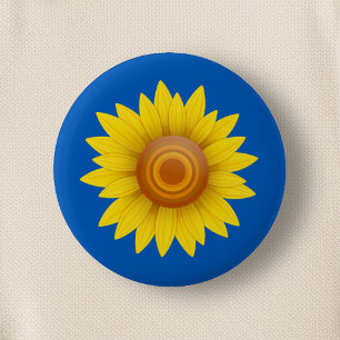 Sunflower on Blue Button