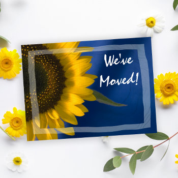 Sunflower On Blue Change Of Address Announcement by loraseverson at Zazzle
