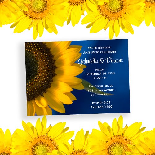 Sunflower on Blue Engagement Party Invitation