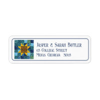 Sunflower on Blue Patchwork Quilt Geometric Floral